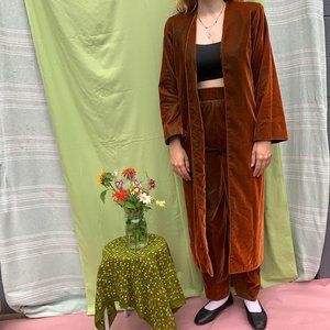Vintage Handmade 1980s Brown Velvet Pantsuit